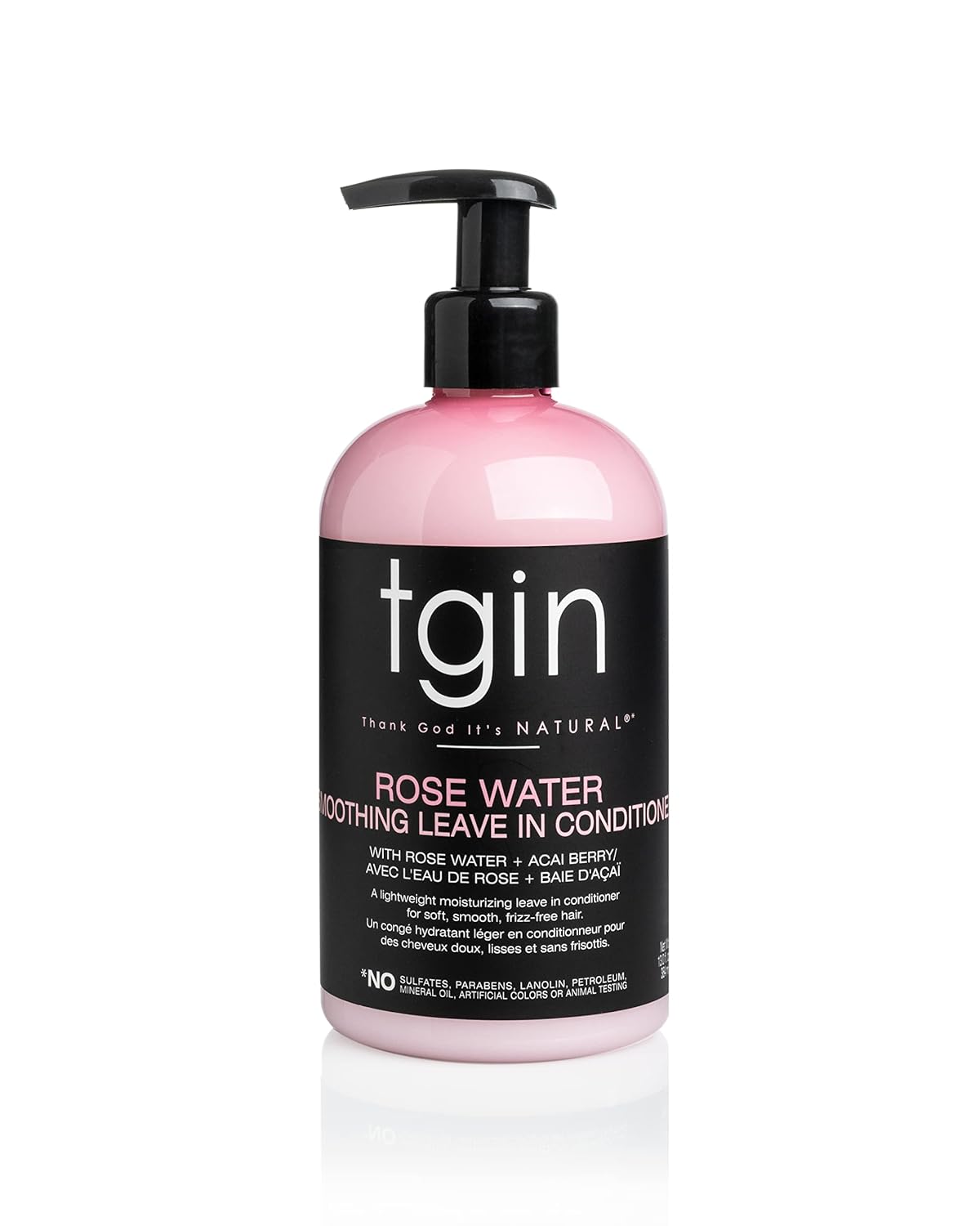tgin Rose Water Smoothing Leave In Conditioner – Lightweight Moisture Hair Conditioner for Curly, Coily & Wavy locks – Curly Hair Products Hydrates that Detangles & Defines Without Buildup – 13 Oz