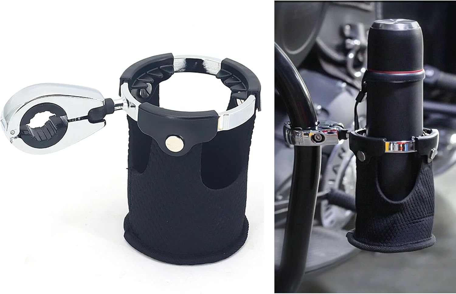Motorcycle Cup Holder, 22MM 25MM 32MM Caliber Handlebar Universal Water Bottle Drink Cup Basket Holders with 360°Swivel Ball for Harley/Car/Bike/Kayak/ATV/UTV/Boat/Canoe/Scooter/Walker