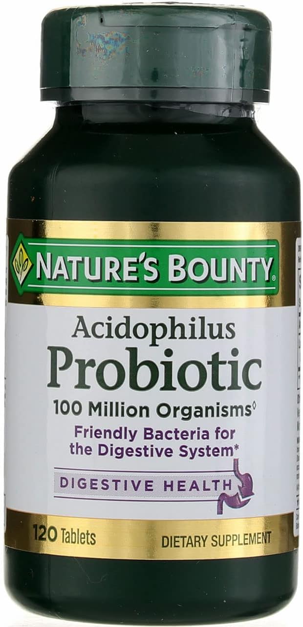 Nature's Bounty Probiotic Acidophilus Tablets, 120 ea (Pack of 5)