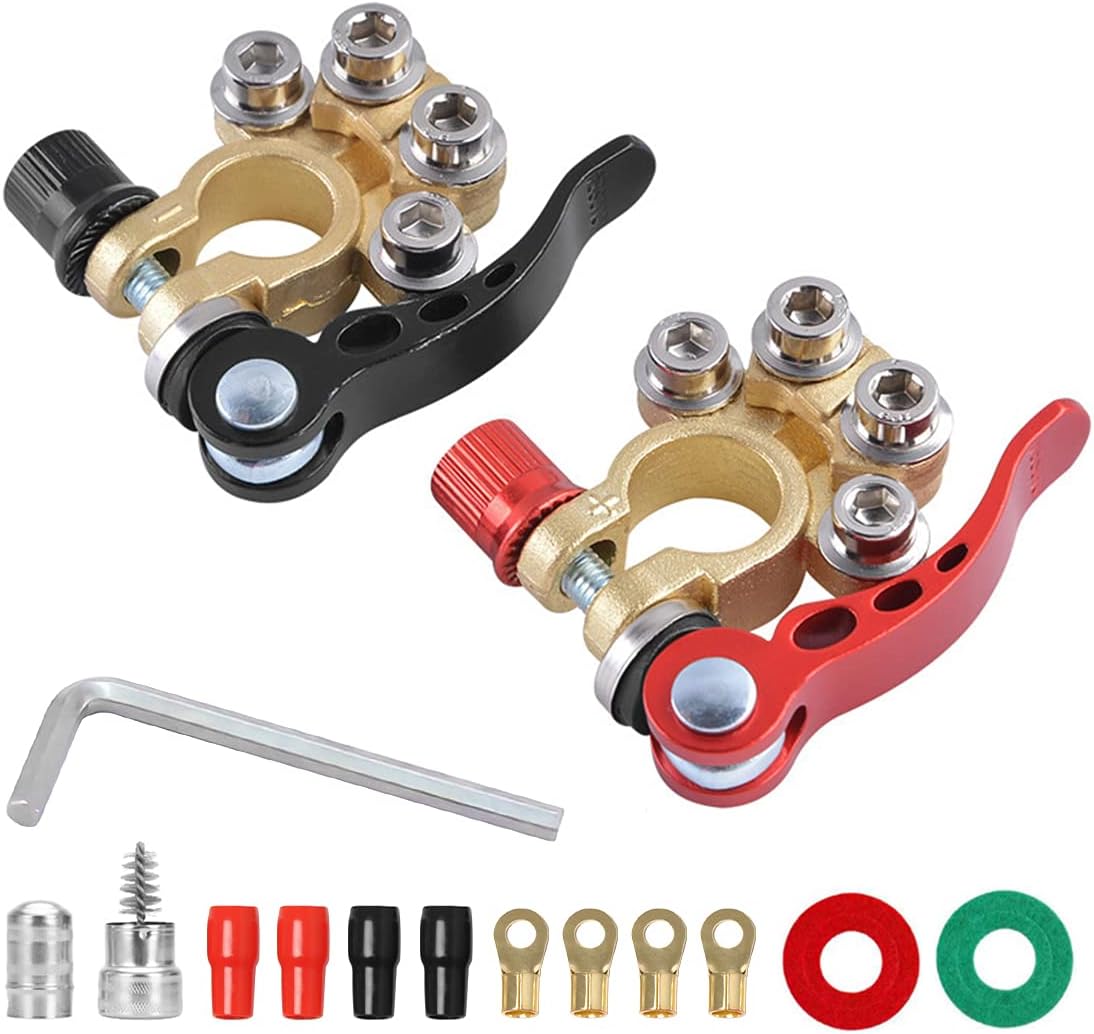 Moly Magnolia 2PCS 4-Way Quick-Release Car Battery Terminal Connectors