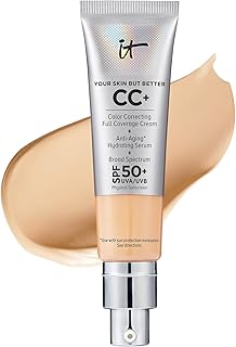 IT Cosmetics Your Skin But Better CC+ Cream - Color Correcting Cream, Full-Coverage Foundation, Hydrating Serum & SPF 50+ Sunscreen - Natural Finish - 1.08 fl oz