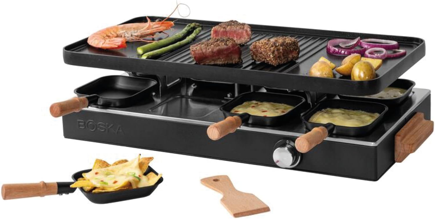 BOSKA Raclette Party - Raclette Grill for 8, Electric Raclette Table Grill