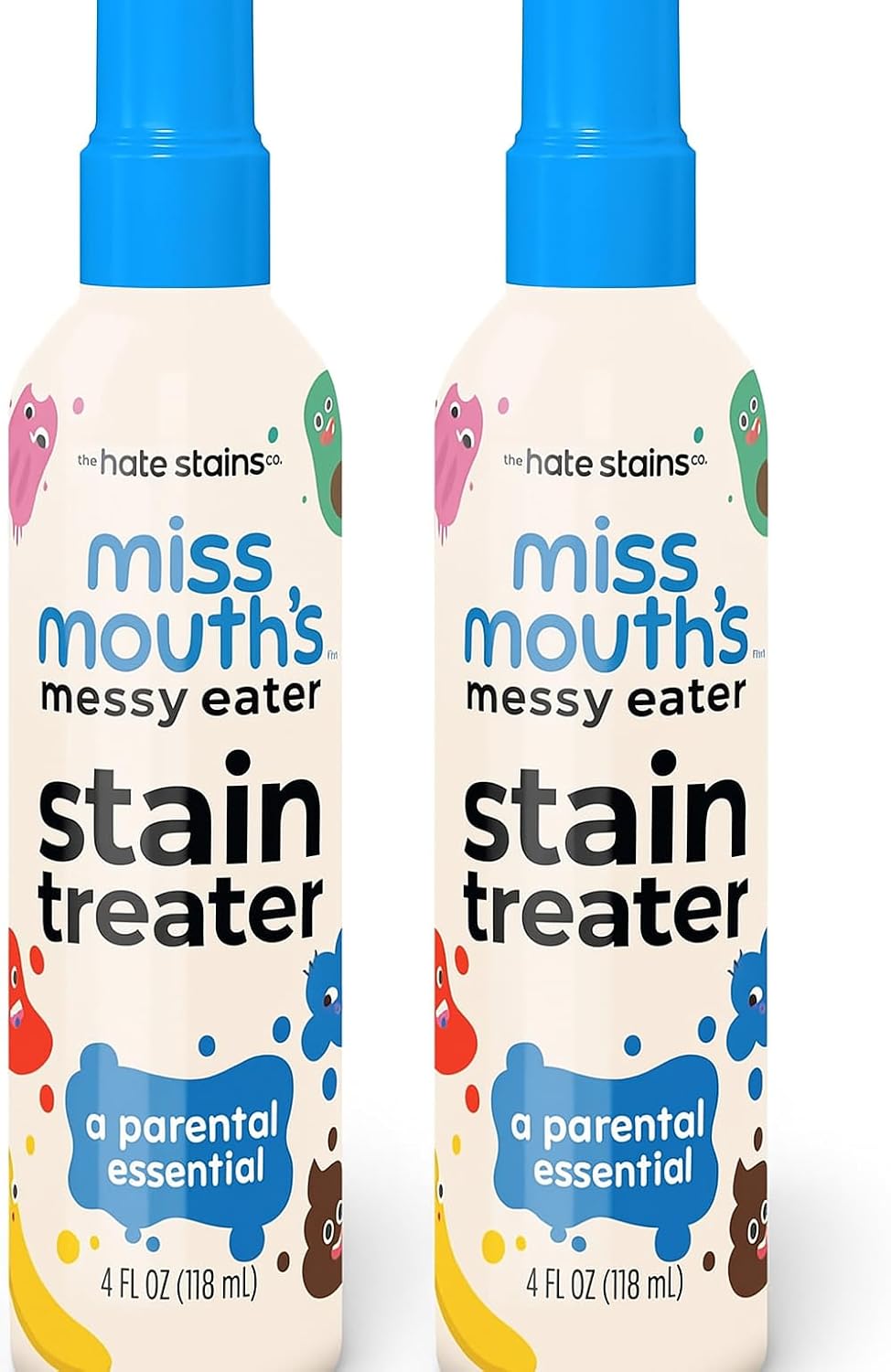 Miss Mouth's Messy Eater Stain Treater Spray - 4oz 2 Pack Stain Remover - Newborn & Baby Essentials - No Dry Cleaning Food, Grease, Coffee Off Laundry, Underwear, Fabric