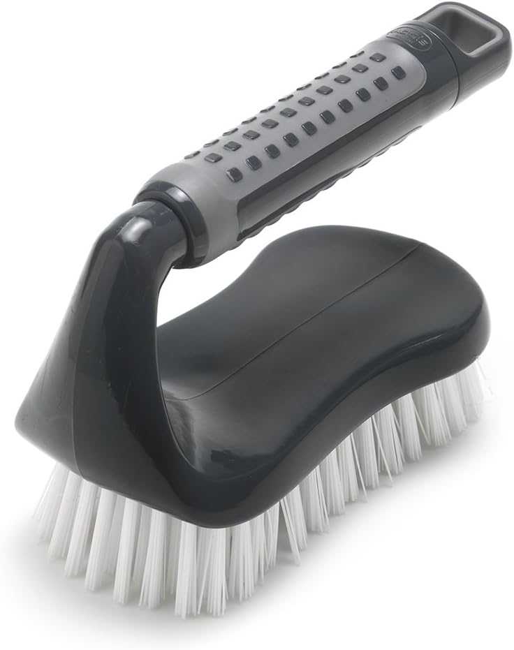 Addis ComfiGrip Floor Scrub Brush with Iron Handle, Metallic Graphite, 7 x 16 x 11 cm, 517700