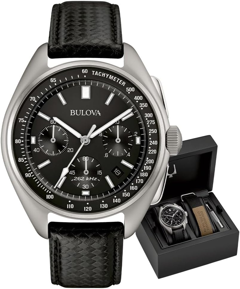 Bulova Men's Leather Strap Moon Watch