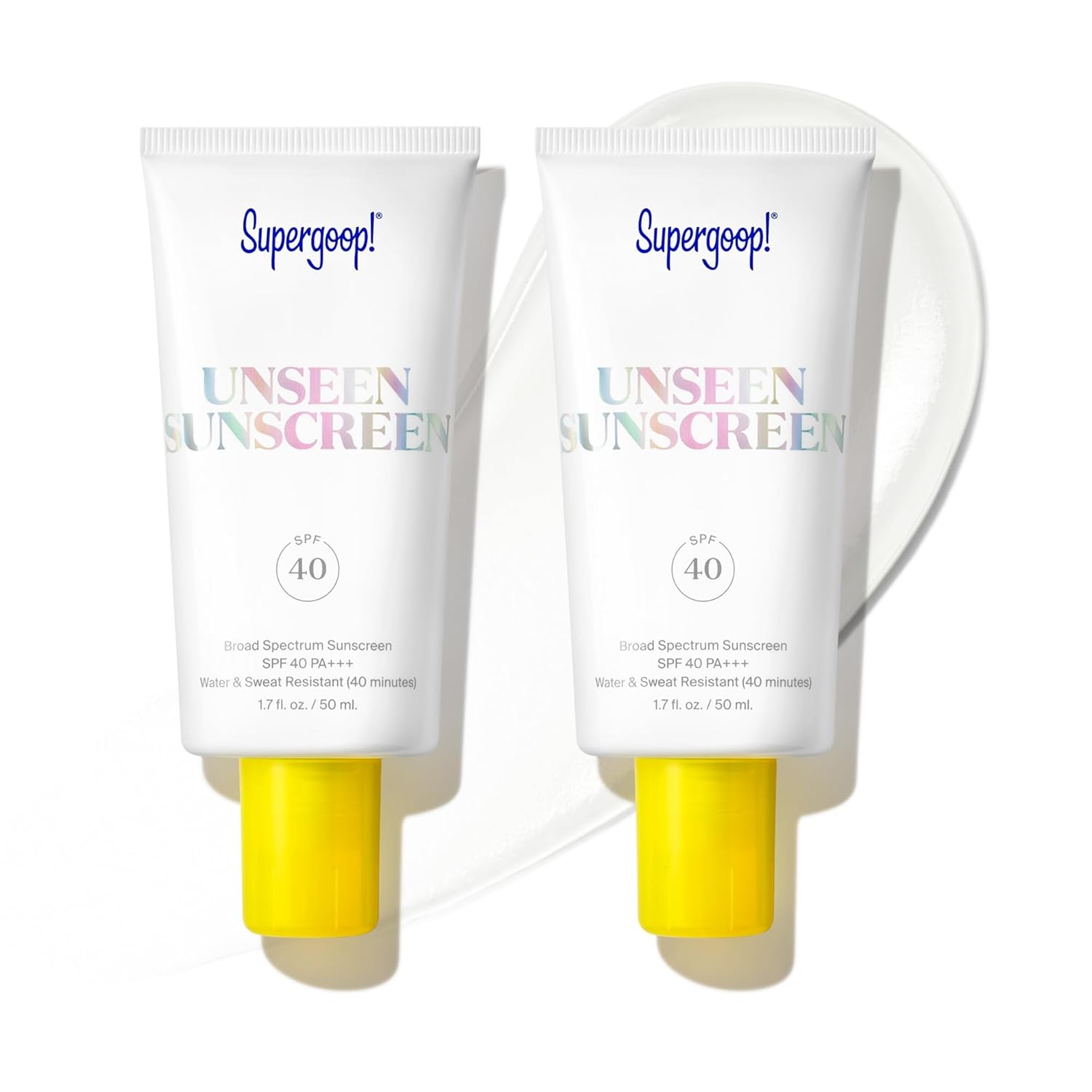 Supergoop! Unseen Sunscreen - SPF 40 - Invisible, Broad Spectrum Face Sunscreen + Makeup-Gripping Primer - Weightless, Scentless, Oil Free - For All Skin Types & Skin Tones - 1.7 fl oz - Pack of 2