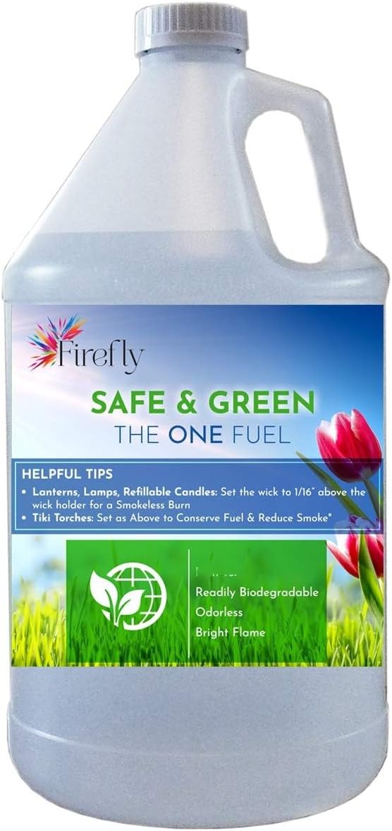 Firefly Fuel Kosher Torch Fuel - Safe & Green Fuels - & Clean Burning - Enjoy Outdoor Spaces with Tiki Torches, Oil Lamps, Lanterns - 1 Gallon