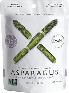 POSHI Marinated Asparagus Cuts Snack Pack | Rosemary + Oregano | Keto, Vegan, Paleo, Non GMO, Low Carb + Calorie, Gluten Free, Fully Cooked Vegetables, Gourmet, Healthy, All Natural (10 Pack, 1.34 oz)