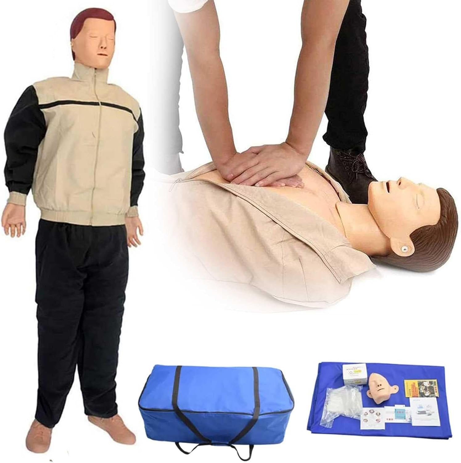 Opaeroo Life Size Full Body Adult CPR Training Manikin, Cardiopulmonary Resuscitation Simulator First Aid Training Medical Model for Patient Education and Teaching