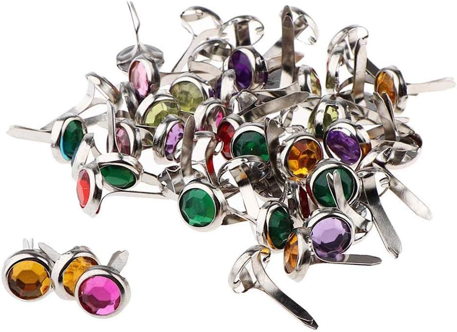 Deolven Mini Brad,100 Pack Multicolor Scrapbooking Brads Metal Brads Round Paper Craft Fasteners Iron Brads for Crafts Making