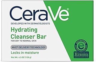 CeraVe Hydrating Cleanser Bar - Soap-Free Body and Facial Cleanser with 5% Moisturizing Cream - 4.5 Ounce Bar