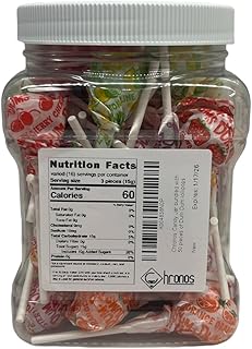 Chronos Candy Jar bundled with 50 pieces of Dum Dum lollipops individually wrapped suckers gluten free 16 flavors classic nostalgic candy perfect for birthday gift parties and holidays