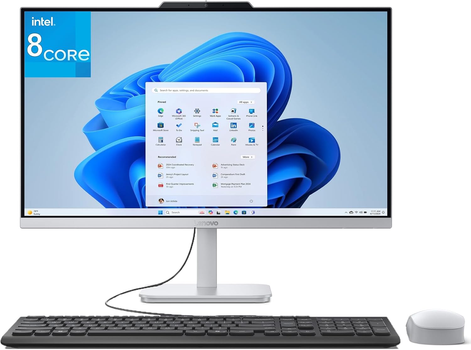 Lenovo 23.8" i3-N305 16GB 512GB SSD All-in-One Desktop Computer