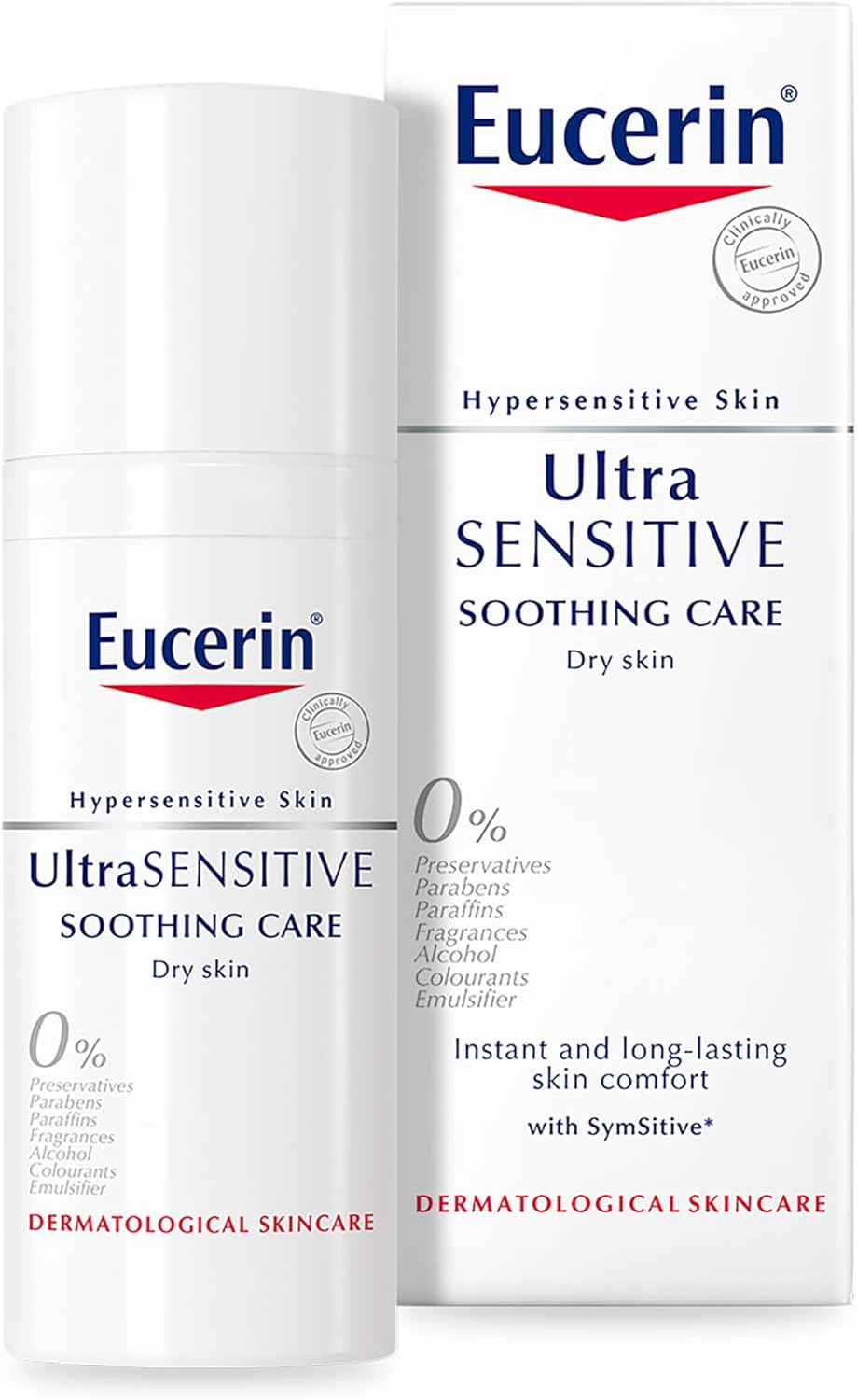Eucerin UltraSensitive Soothing Care Day Cream (Dry Skin) 50ml, Face Cream for Sensitive and Hypersensitive Skin, Irritation Relief Face Moisturiser, Fragrance-Free