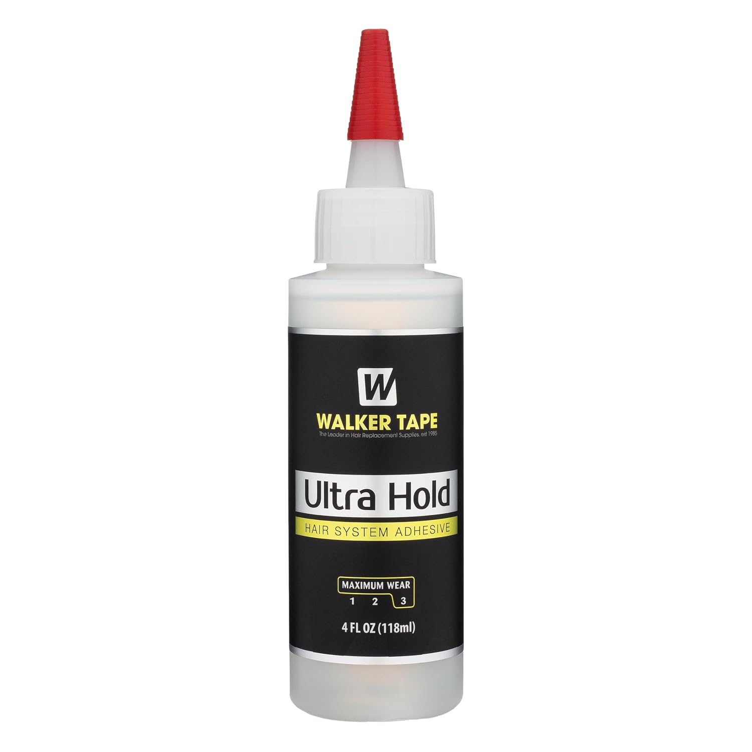 Walker Tape Ultra Hold Adhesive 4 oz Squeeze Bottle, Waterproof Clear-Drying Wig Glue for Lace Systems and Human Hair Extensions, Strong Long Lasting Maximum Wear Liquid Adhesive for Bonding