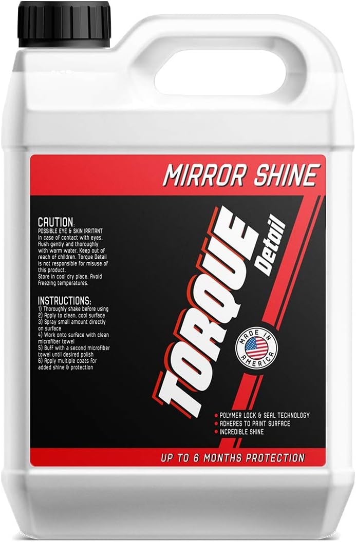 Mirror Shine - Super Gloss Wax & Sealant Hybrid Spray by Torque Detail - Superior Shine w/Professional Detailer Protection - Quickly Applies in Minutes, Each Coat Last Months - 1 Gallon Refill