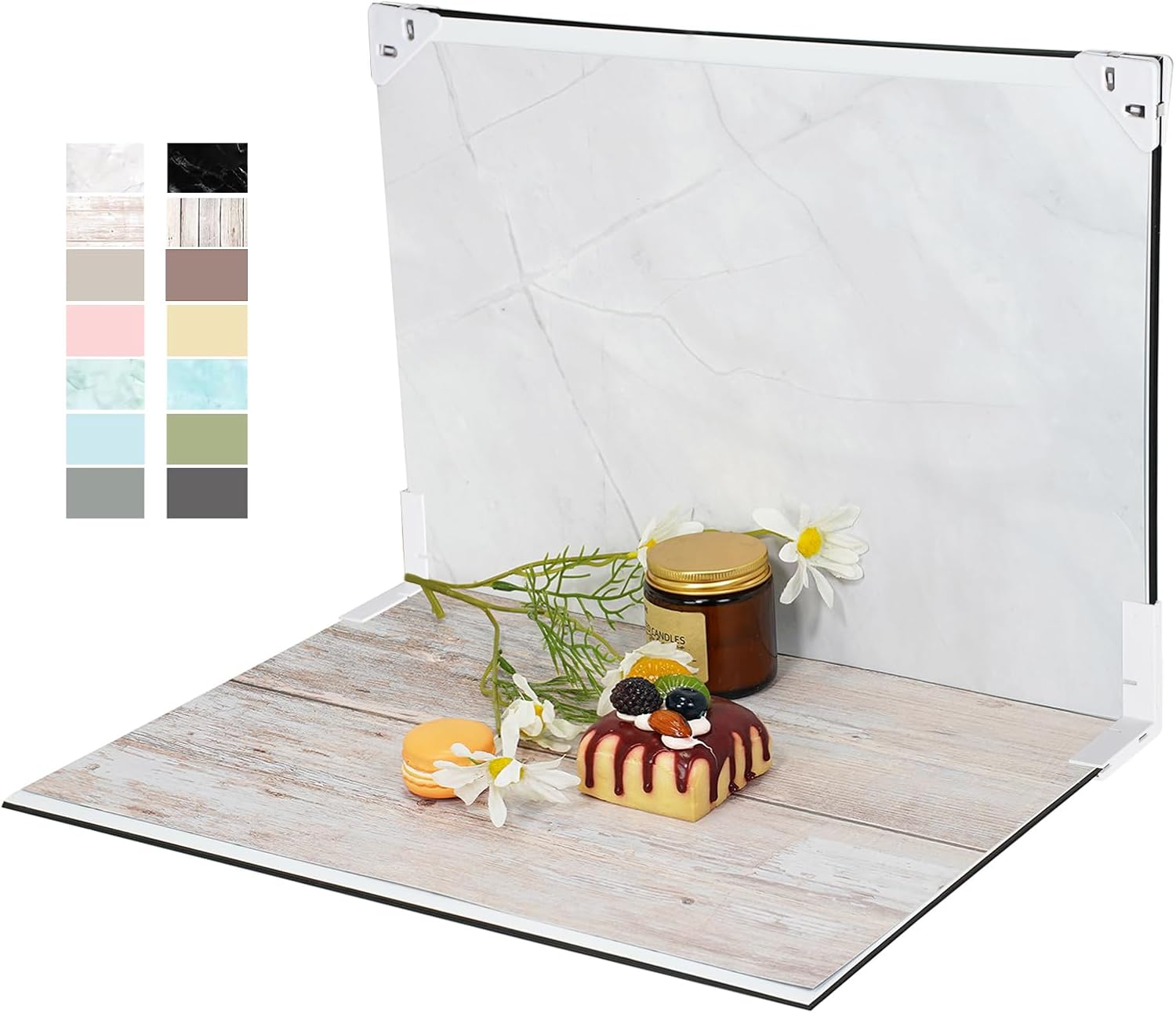 Photo Backdrop Board Product Photography: 7pcs 12patterns Table Top Food Background Kit - Flat Lay Props for Jewelry.(Small Size 16x11.5in)