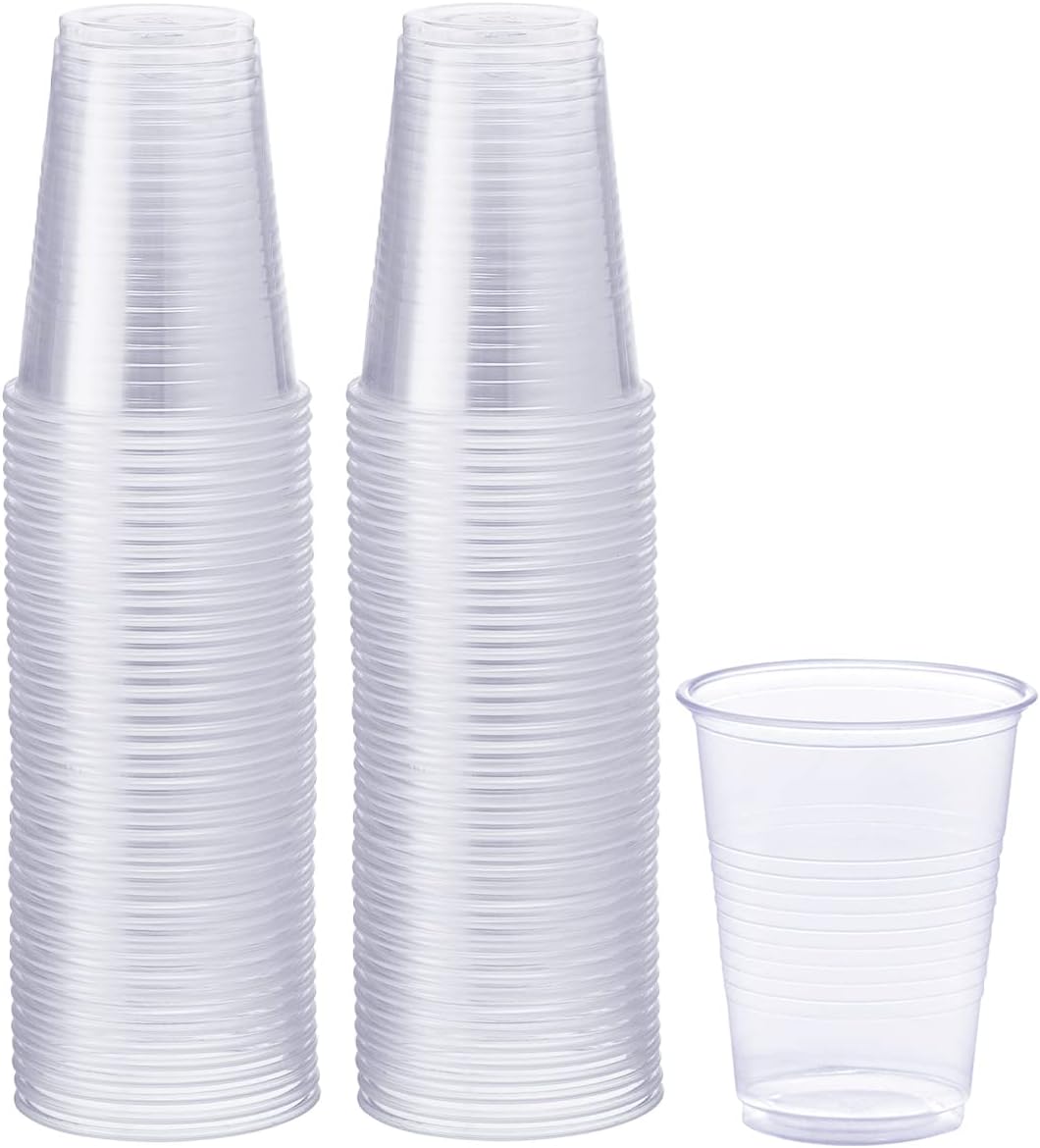 Comfy Package Clear Plastic Cups [7 oz - 100 Count] – Mini Disposable Drinking Cups for Parties, Events, & Everyday Use – Crystal Clear, BPA-Free, Durable Polypropylene
