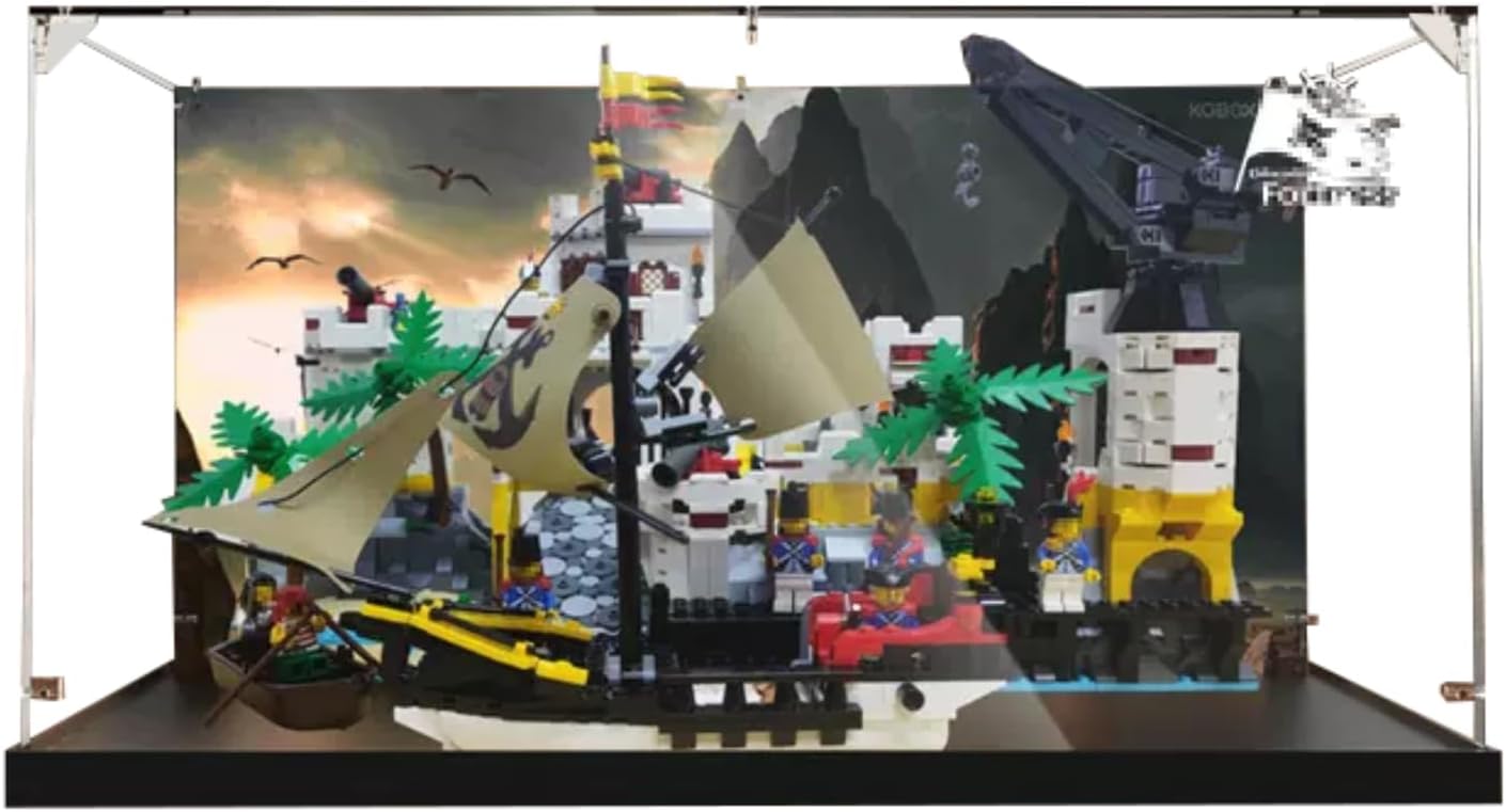 Figures Display Box for LEGO 10320 for Eldo-rado Fortr-ess Acrylic Dustproof Transparent Custom Display Case (No Model) (background C(52x40x27cm))