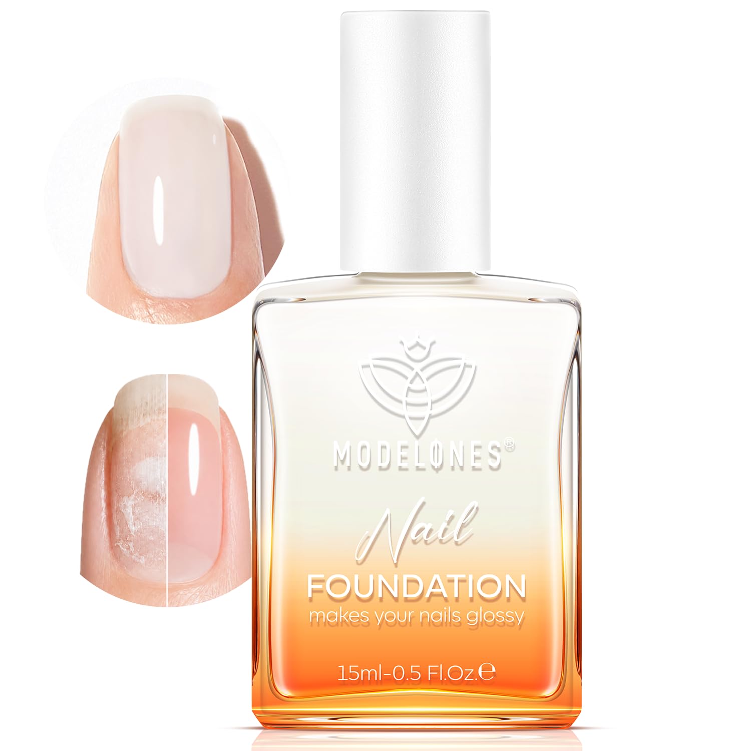 modelones Nail Strengthener, Milky White Nail Polish Nail Repair for Damaged Nails Hardener Quick Dry Nail Growth Natural Nail Concealer Foundation Strengthening Nails & Toenails Women Manicurist