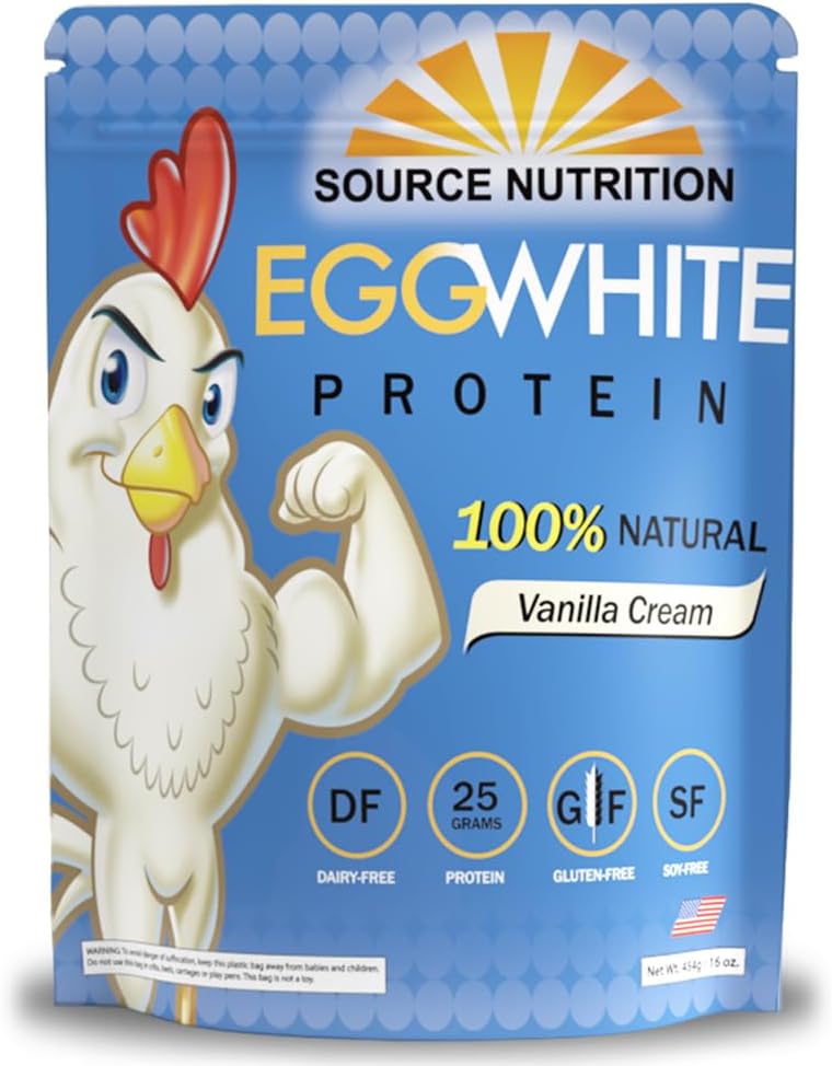 1 lb Egg White Protein Powder by Source Nutrition - 25 Grams Protein, Build Lean Muscle, Dairy Free - Vanilla Cream