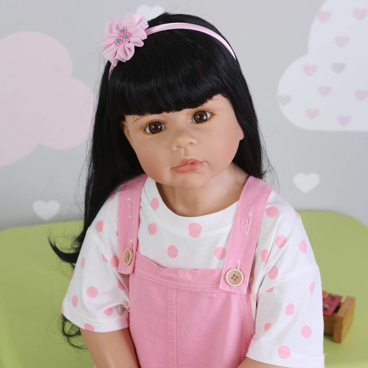 yuela 98CM Original Reborn Masterpiece Doll Ball Jointed full body toddler baby girl princess 3-4years old real baby dress mo