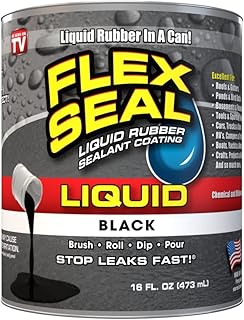 Flex Seal Liquid, 16 oz, Black, Liquid Rubber Coating Sealant, Waterproof, Flexible, Breathable, and UV Resistant, Roof Repair, Basements, RV, Campers, Trailers, Marine, EPDM, Masonry