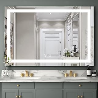 60X40 Inch LED Bathroom Mirror with Light,Lighted Vanity Mirror, Anti Fog Design&Dimmable&Touch Switch,Large Wall Mounted Makeup Mirror for Housewarming Gift