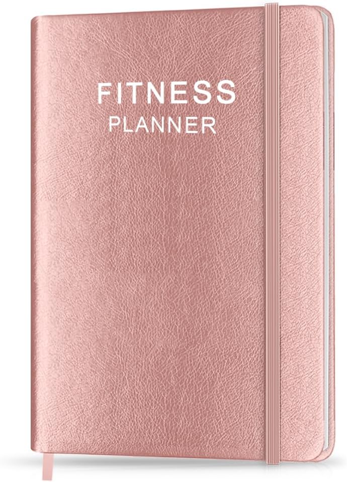 Getvow Fitness Planner - Workout for Woman and Man, Women & Men A5 Hardcover Journal/Planner to Track Weight Loss, GYM, Bodybuilding Progress Daily Health Wellness Tracker, Rose