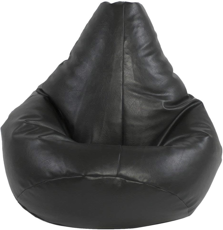 Beautiful Beanbags - X-L Highback Beanbags Faux Leather Gaming Bean Bag Chair - Ready Filled (Black)