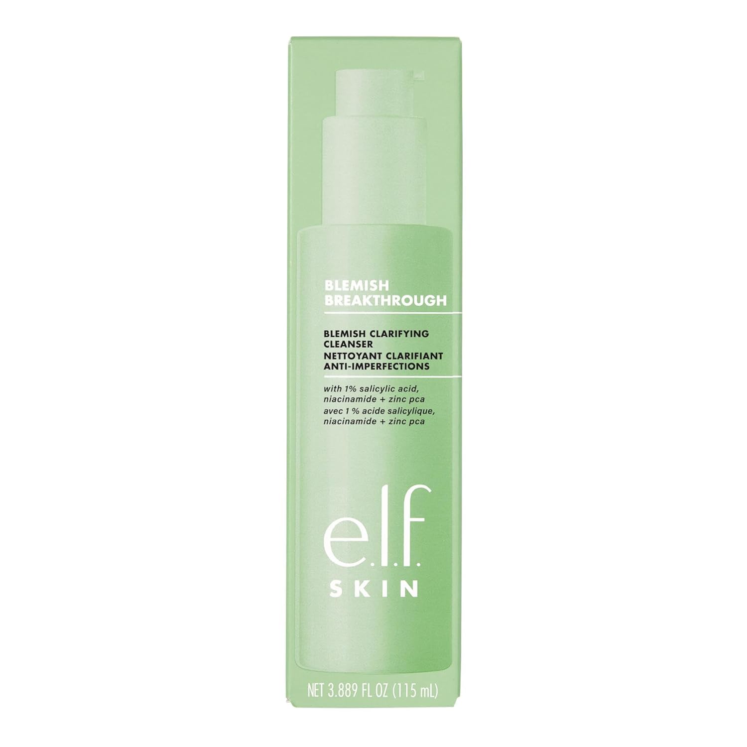 e.l.f. SKIN Blemish Breakthrough Clarifying Gel Cleanser, 3.88 oz (Pack of 1) | 1% Salicylic Acid