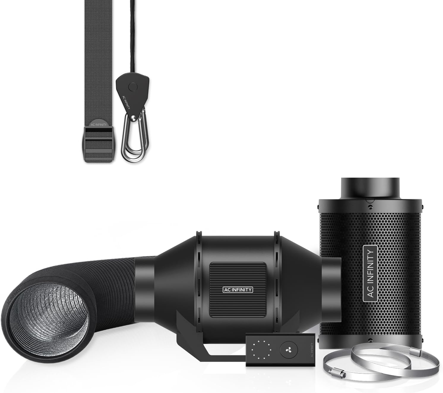 AC Infinity Air Filtration Kit 4”, CLOUDLINE LITE Inline Fan and Carbon Filter Combo, Cooling and Ventilation System for Grow Tents, Hydroponics, Indoor Gardening