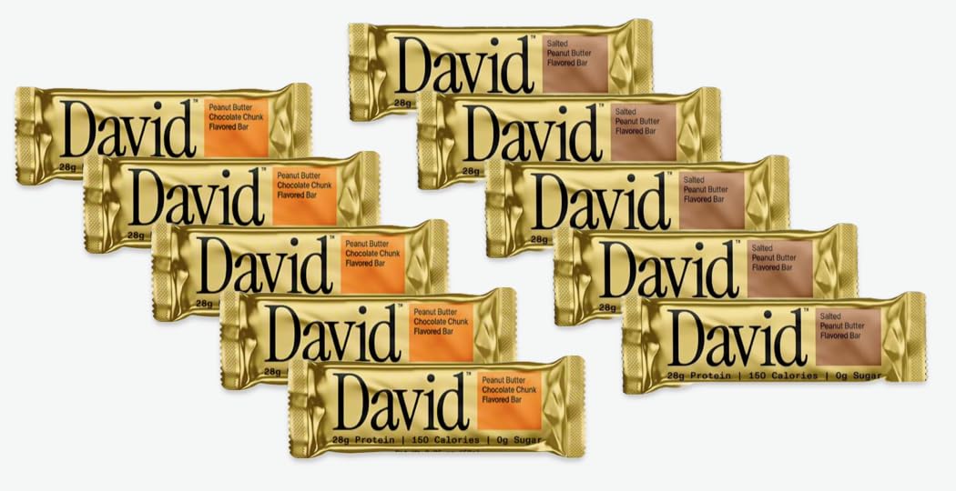 5 David Salted Peanut butter & 5 Peanut butter Chocolate chunk. (Total 10 pack)