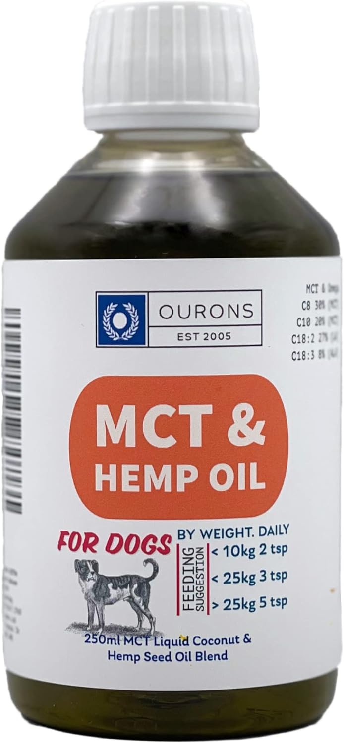 MCT & Hemp Seed Oil Blend for Dogs - Liquid Coconut & Omega Supplement 250ml