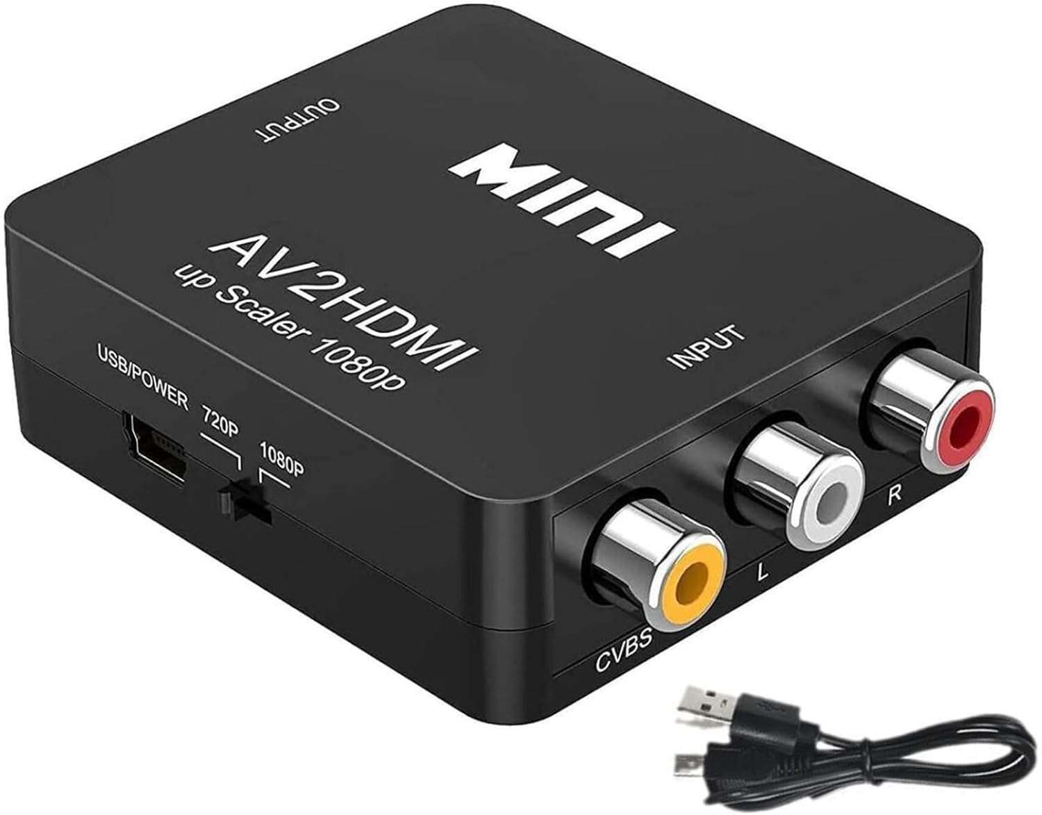 STFMHEZ RCA to HDMI 1080P AV RCA to HDMI Converter Composite CVBS AV to HDMI Video Audio Converter Adapter for PC Laptop Mini Xbox PS2 PS3 TV STB VHS VCR Camera DVD, Supporting PAL/NTSC