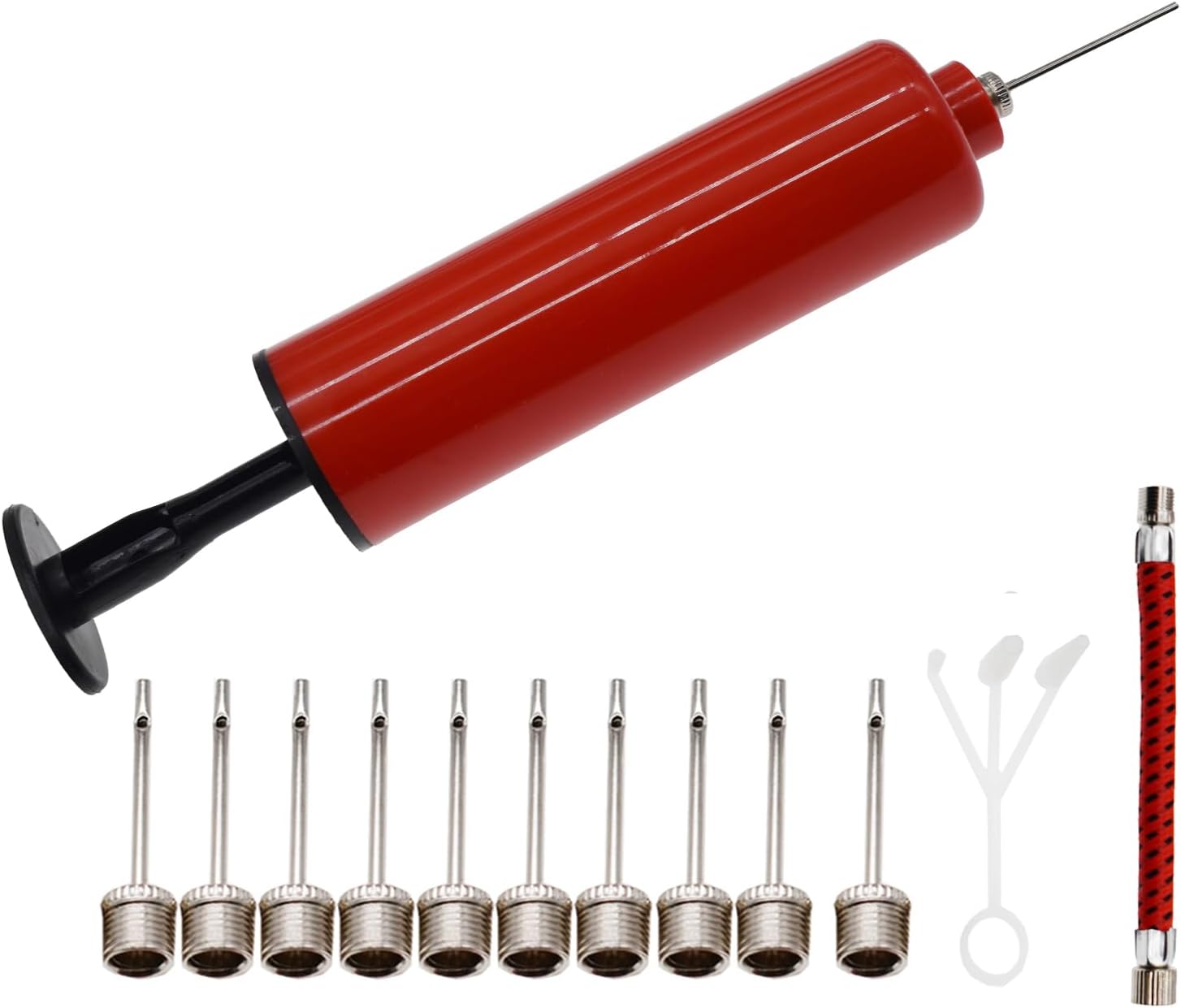 Ball Pump for Sports Balls with 10 Needles, Air Pump for Basketball Soccer Exercise Ball, 1 Ball Pump +10 Needles +1 Extension Hose+1 Multi Connector