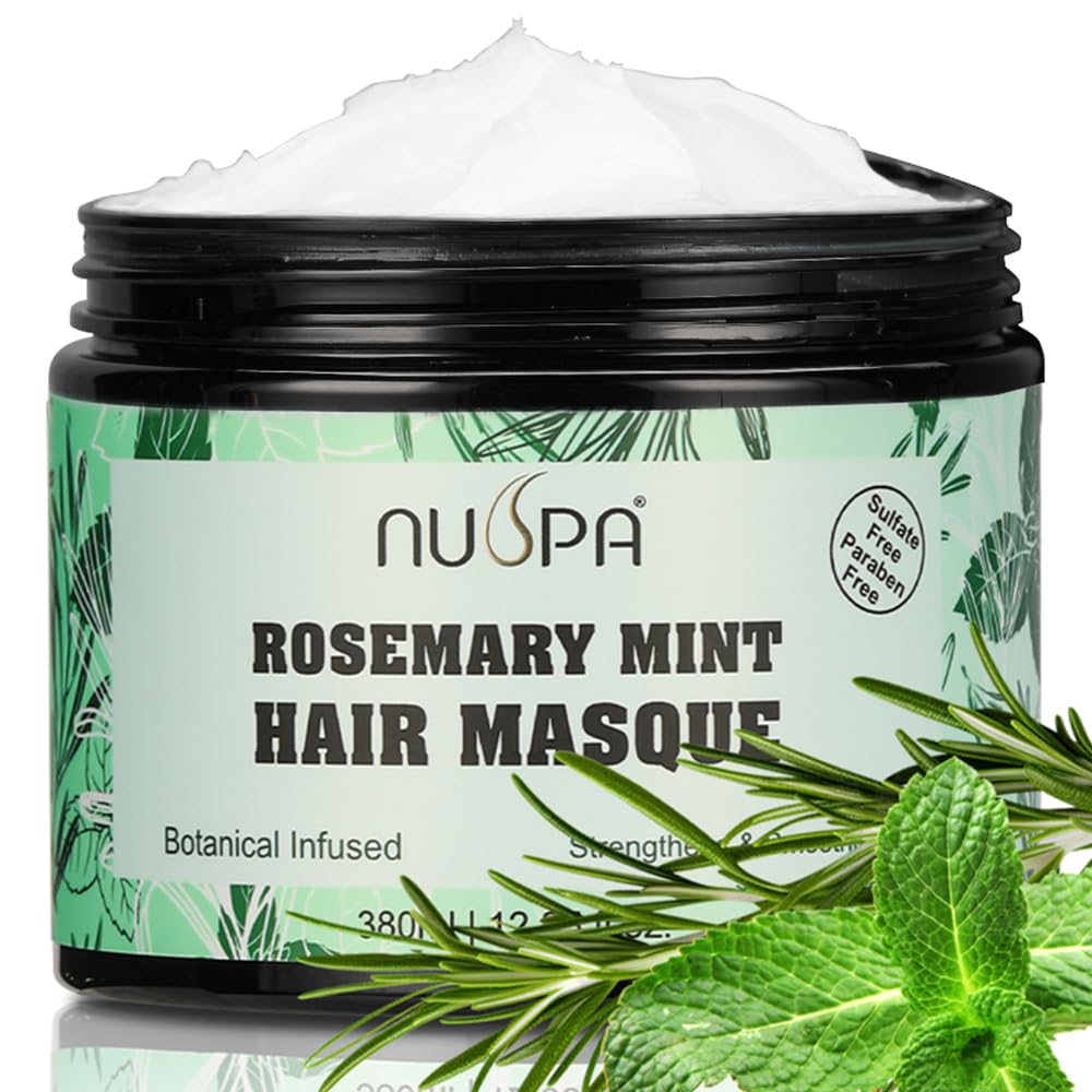 Rosemary Mint Hair Mask For Damaged Dry Frizzy Hair,Against Dryness and Damage, Anti-Break Intensive Bond Repair Deep Conditioning Masque(380ML)