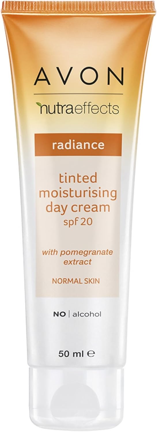 Avon Nutra Effects Radiance Tinted Moisturising Day Cream SPF20, 50ml, Infused with Pomegranate Extract for Radiant Skin, Healthy-Looking Glow, Cruelty Free