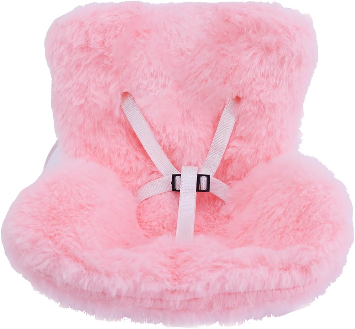 BOXOB Car Seat for Dolls, Cute Safety Seat with Soft Furry Cushion Pink Decorative Sofa Car Air Vents Clip Desktop Decor to Display Doll Toy Ornaments Accessories
