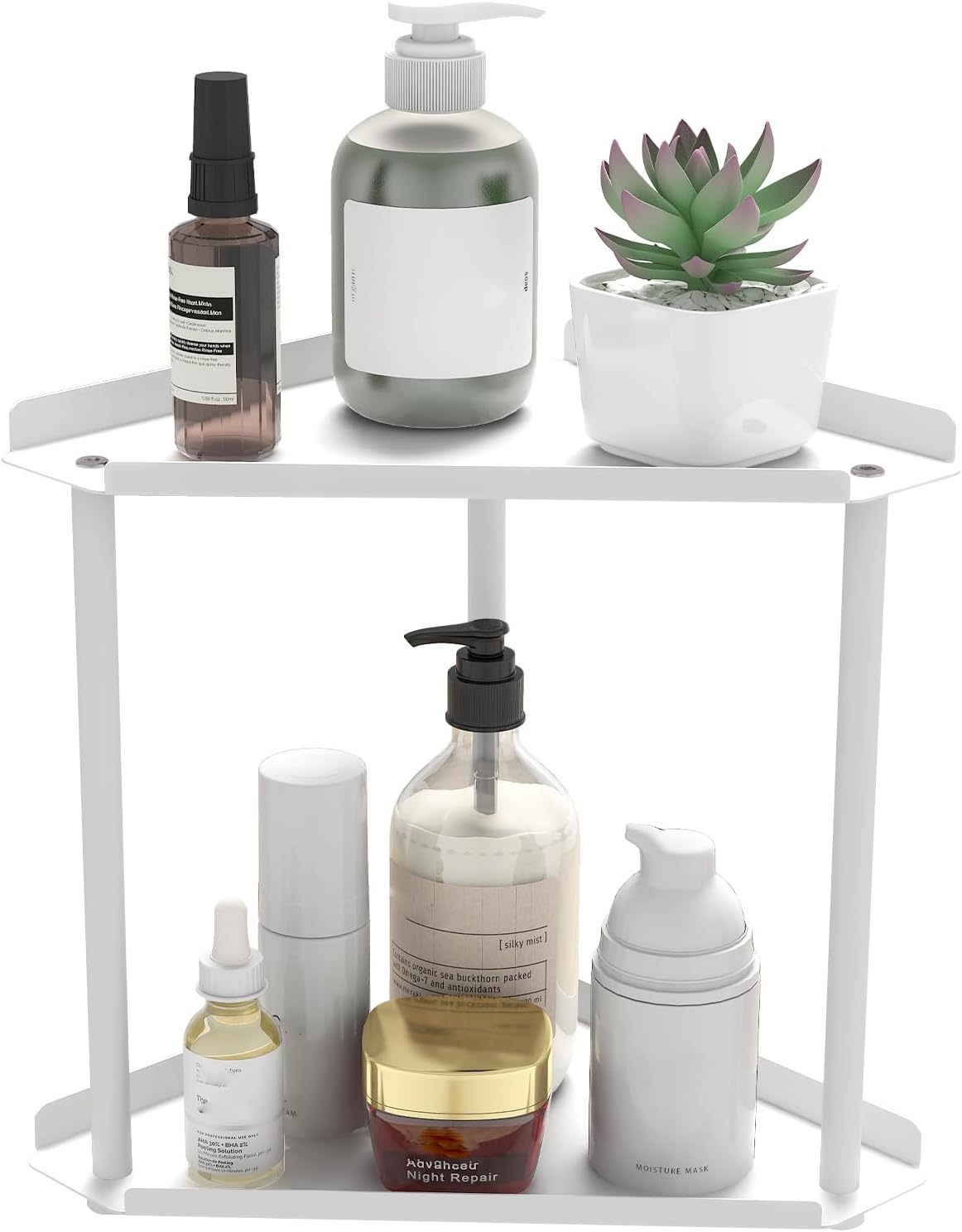Jesginboo 2 Tier Bathroom Counter Organizer, Vanity Organizer Corner Shelf