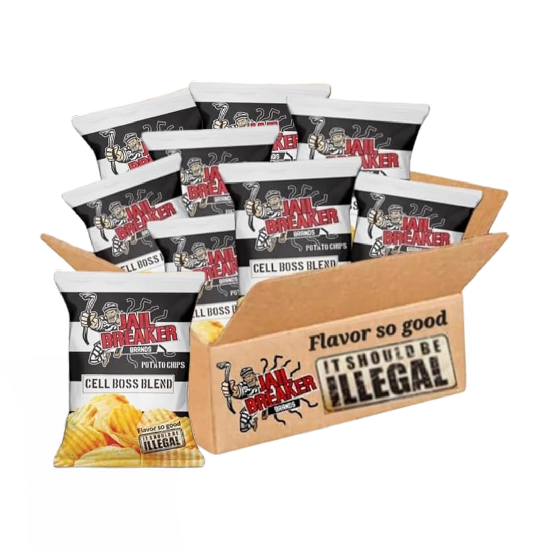 Jail Breaker Brands Cell Boss Blend Potato Chips - Gift Pack of 8, 1.5 oz. Bags Boxed By Lyza's Sweets & Treats