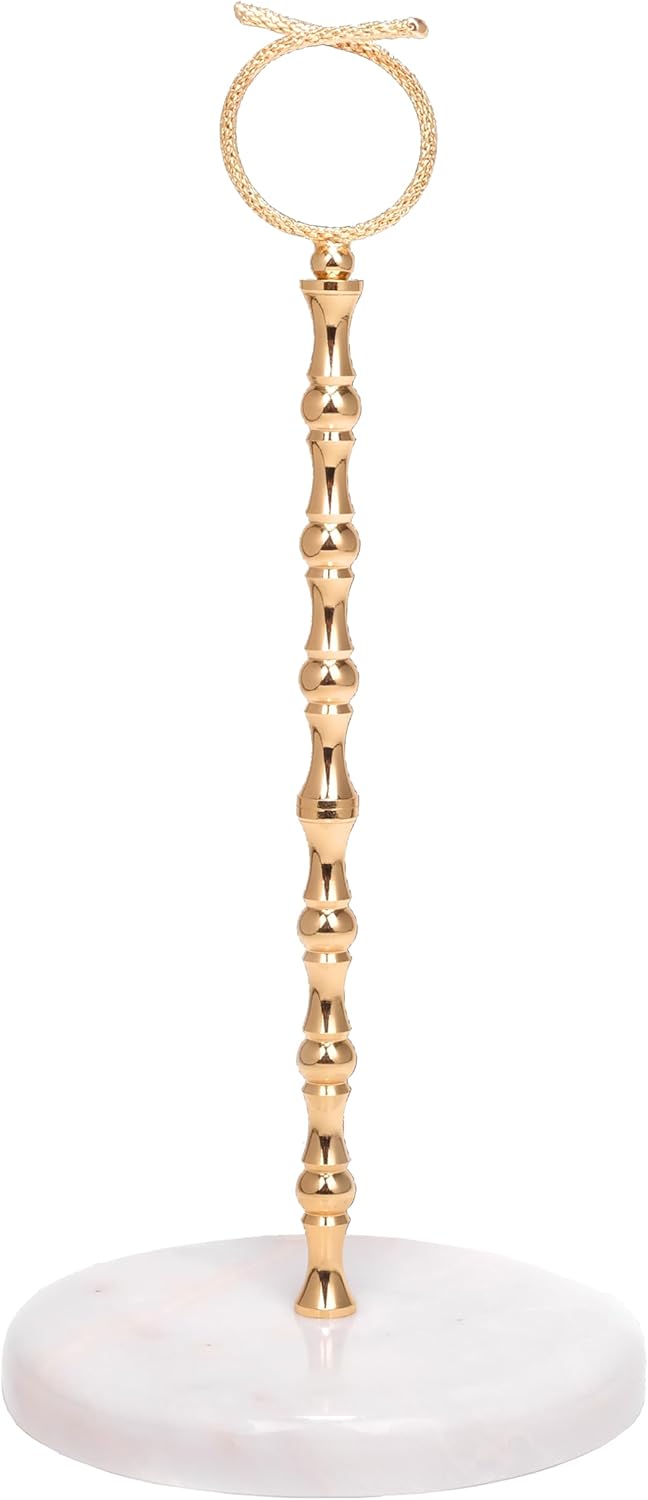 Y Luxe White-Gold Marble Countertop Paper Towel Holder - Elegant Kitchen/Bathroom Accessory -Standing Paper Towel Holder, Kitchen Paper Towel Roll Holder- for Bathroom Kitchen Countertop