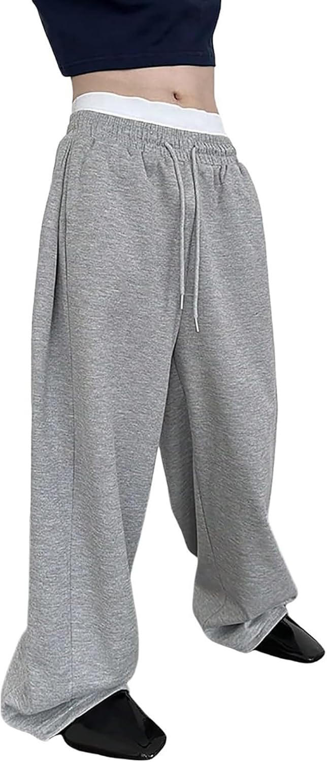 Baggy Sweatpants Mens Joggers Bottoms Open Hem Wide Leg Lounge Pants