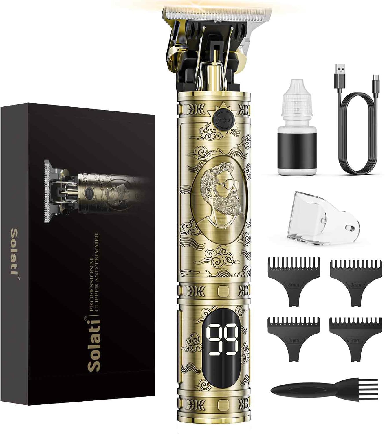 Beard Trimmer Hair Clippers Men,Cordless Rechargeable Hair Trimmer for Men,Premium Professional Barber Grooming Set with Zero Gapped T Blade Shaver & LCD Display Gift