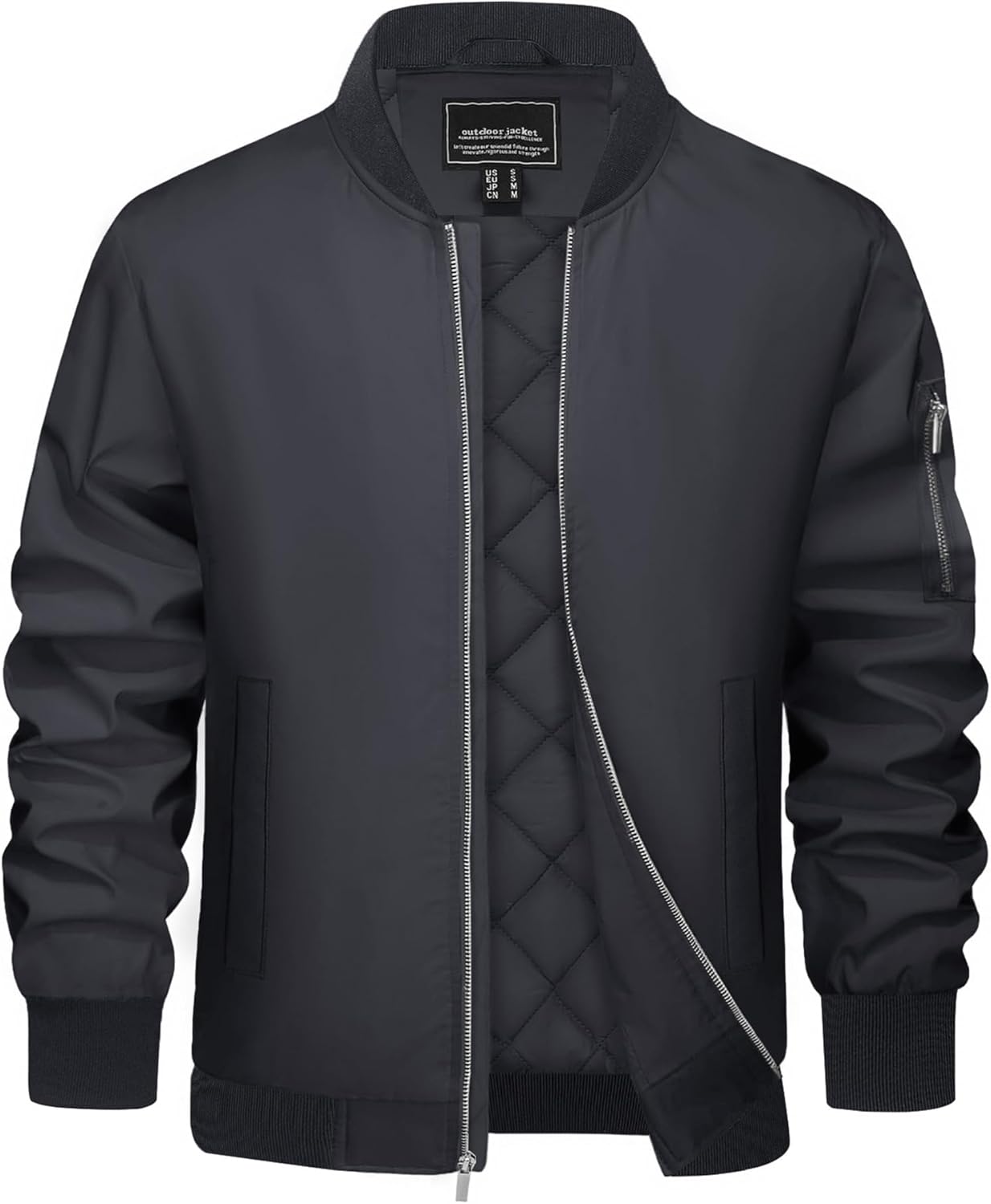 EKLENTSON Men's Bomber Jacket Casual Windproof Windbreaker Winter Warm Jacket Zip Up Varsity Coat with 4 Pockets