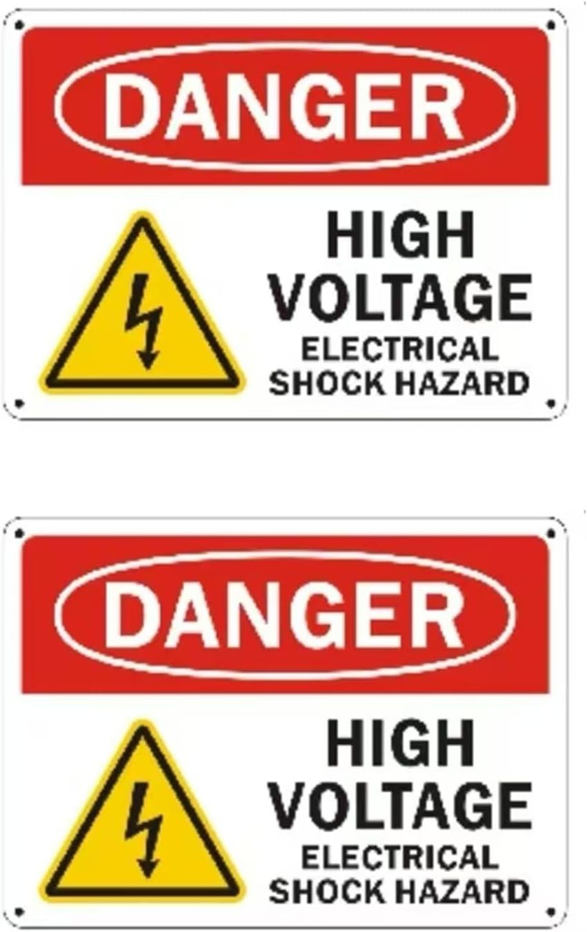 Danger High Voltage Electrical Shock Hazard Metal Sign 10 x 7 inch Multicolor (2 Pack)