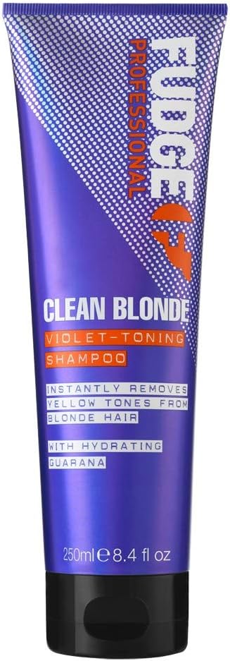 Fudge Professional Original Clean Blonde Shampoo, Purple Toning for Blonde Hair, 250 ml