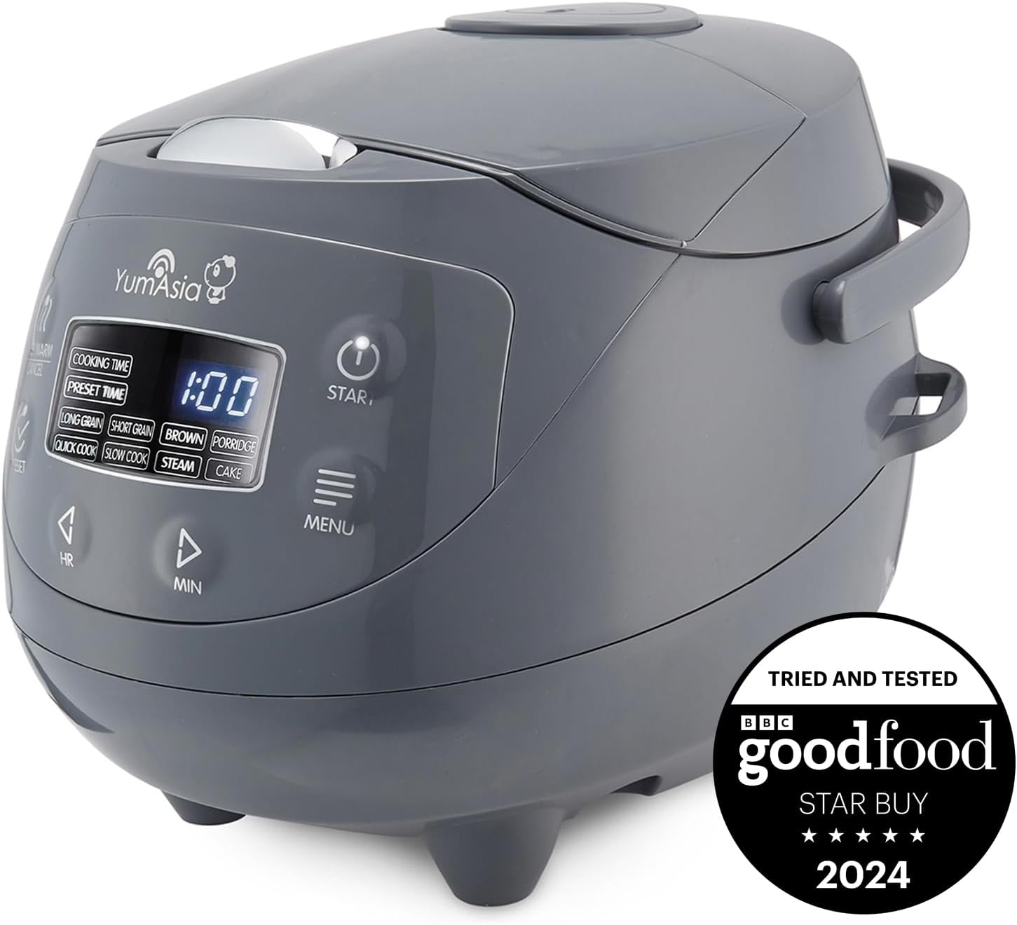 Yum Asia Panda Mini Rice Cooker With Ninja Ceramic Bowl and Advanced Fuzzy Logic (3.5 cup, 0.63 litre) 4 Rice Cooking Functions, 4 Multicooker functions, LED display, 220-240V (Cobalt Grey)