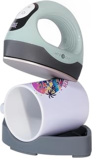 HTVRONT Mini Heat Press - 3 in 1 Heat Press Machine for T-Shirts Hats Mugs with Larger Flat Curved Plate, Customized Temp&Time, Digital Display, Memory Function and Insulated Base (Laurel Green)