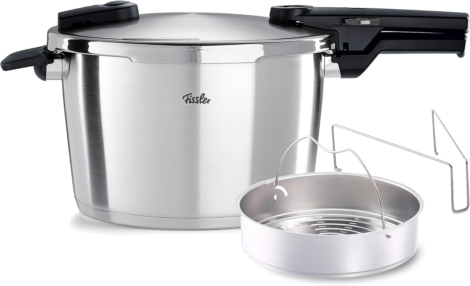 Fissler Vitaquick Premium Pressure Cooker, 8.5 Quart with Steamer Insert and Tripod